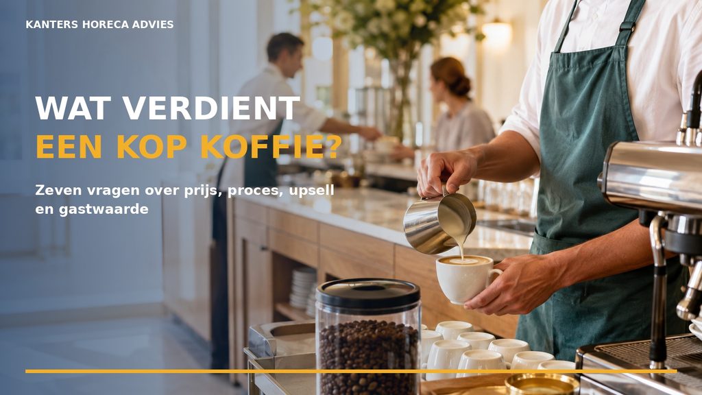 Medewerker bereidt koffie in een horecazaak, bij een artikel over rendement op koffie